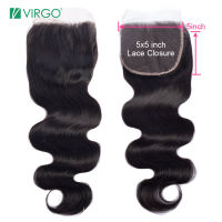 Virgo 4X4 5x5 6X6 Body Wave HD ลูกไม้โปร่งใสปิดผมมนุษย์สีธรรมชาติ Remy ผมปิด Bleached Knots กับผมเด็ก