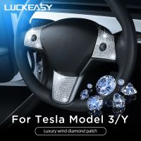 For Tesla Model 3 Model Y 2017-2023 Car Steering Wheel Central Control Cup Holder Interior Sticker Diamond Patch Bling Bling