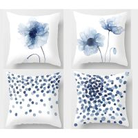 Watercolor Blue Flowers pillow case40×40.45×45.50×50.60×60,Sofa cushions covers,Home Decor pillow case cover.