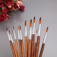 12Pcs Artists Paint Brush Set Nylon Hair Acrylic Watercolor Round Pointed Tip Drop Shipping Artist Brushes Tools