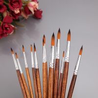 12Pcs Artists Paint Brush Set Nylon Hair Acrylic Watercolor Round Pointed Tip Drop Shipping Drawing Painting Supplies