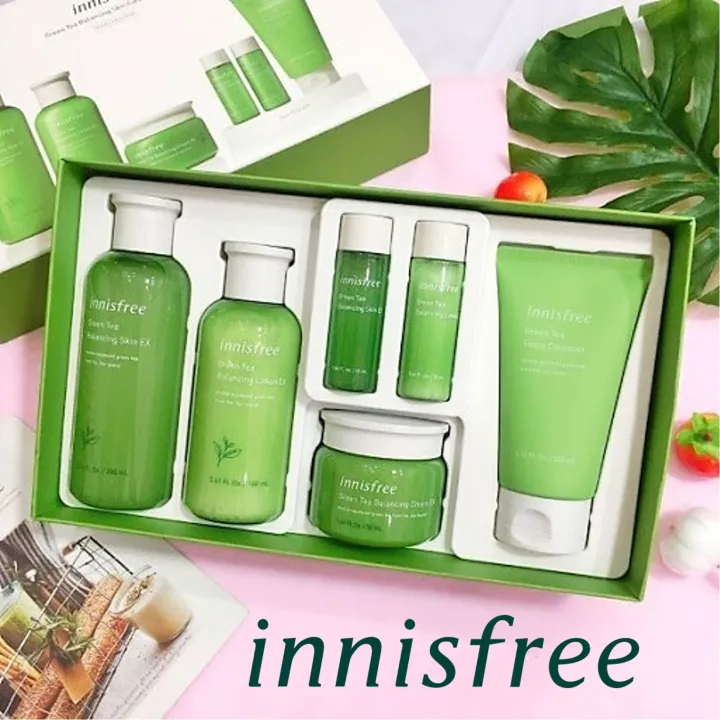 Innisfree Green Tea Balancing Skin Care Trio Set Ex (6 Pieces) ชุด