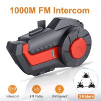 [MEESS] kebidu Motorcycle Helmet Intercom Headset With FM Radio 1000M Bluetooth 5.0 Intercom Communicator For 3 Riders Waterproof