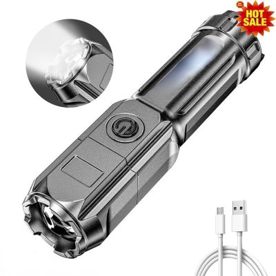 [3 Modes Ultra Bright Flashlight With Charge Cable][USB RechargeableABS Focusing Led Flash Light ] 5211033▤✹