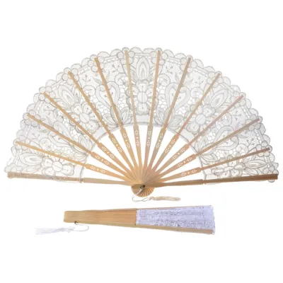 Vintage White Lace Wedding Folding Fan Wedding Party Home Decorative Fan Ancient Bride Hand Fan Party Decoration Supplies