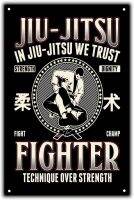 Yankeda ใน Jiu-Jitsu เราไว้วางใจการต่อสู้เทคนิคเกี่ยวกับความแข็งแรงของตกแต่งบ้านแผ่นกระป๋องโปสเตอร์โลหะกระดานศิลปะผนังคำคมตลก