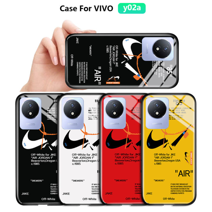 ggk-เคสกระจกนิรภัยมันวาว-vivo-y02t-y02a-สุดสร้างสรรค์สำหรับผู้ชาย-เคสกันกระแทกโลโก้มือถือเคสแตก