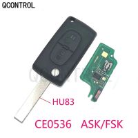 Qcontrol 2ปุ่ม Kunci Remote Mobil 433Mhz เหมาะสำหรับ Citroen C1 C2 C3 C4 C5เบอลินโกปิกัซโซ่ Id46 Ce0536ถาม/Fsk ด้วยใบมีด Hu83