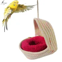 FANGAN Budgies เฟอร์เบิร์ดเฟอร์เรียลถุงนอนใส่สบายกรงกระท่อมพร้อมเสื่อแขวนเกอร์บิลฤดูหนาวอบอุ่นเปลบ้านเป่าลมสำหรับเด็กนกตัวนกแก้วของเล่น