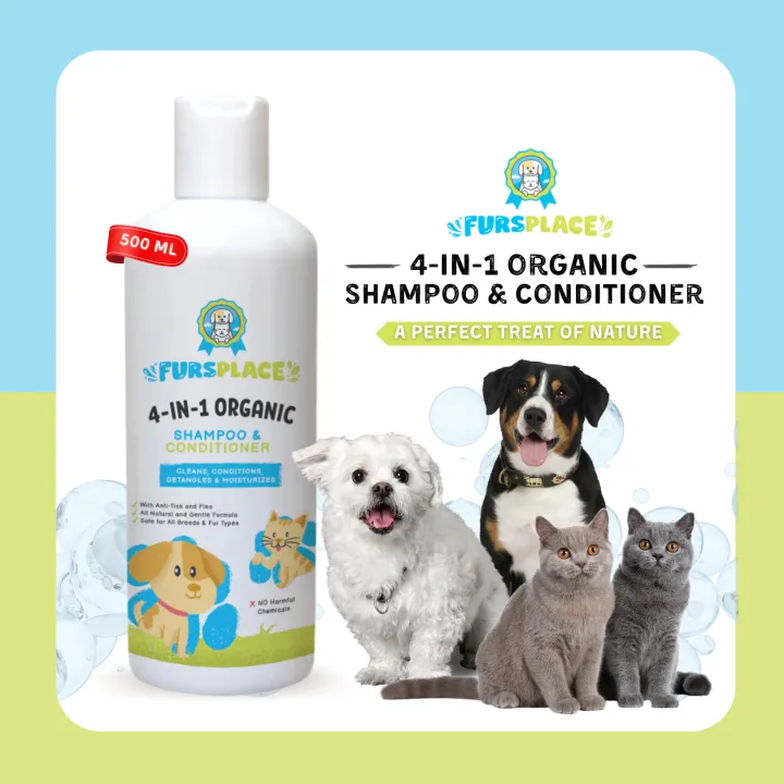4 in 1 Organic Pet Shampoo and Conditioner with Anti Tick and Flea