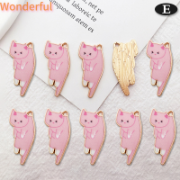 ?【Lowest price】Wonderful 10ชิ้น ล็อตการ์ตูนสัตว์แมวโลหะเสน่ห์เสน่ห์เสน่ห์แมวเคลือบ DIY เครื่องประดับทำสร้อยคอพวงกุญแจงานฝีมือ