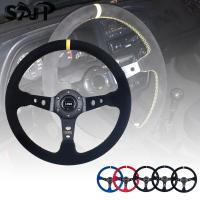 Universal 14 inch 350mm SuedePVC Car Accessories Racing Steering wheels Deep Corn Drifting Sport Auto Steering Wheel With Logo