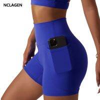 【CW】 NCLAGEN Leggings Shorts With Side Pockets Gym Waist Breathable Workout Activewear