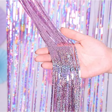 Silver Foil Curtains for Decoration- Fringe backdrop curtains (6X3FT)