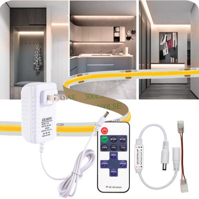 Upgrade of COB LED Strip Light kit EU/US Dimming RF Remote Control Room Background Cabinet Mirror Under-Counter Light Fixtures
