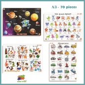 [HCM]Tranh xếp hình 70 mảnh ghép khổ A3 đồ chơi trí tuệ cho bé từ 3 tuổi Xếp hình Thế giới tri thức