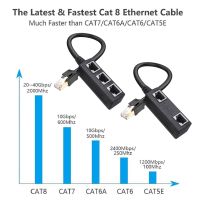 RJ45 1 Laki-laki Ke 2/3 Perempuan Port Ethernet Kabel Splitter Konektor Jaringan Adaptor Modular Plug Ethernet Soket Coupler Extender