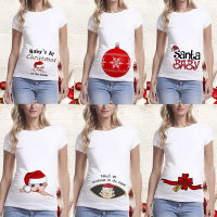 Pregnancy Shirt Maternity Christmas Ladies Top Women Pregnancy T-shirt Cute Santa Baby Print  Maternity T Shirts Tops