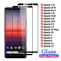 กระจกนิรภัยสำหรับ Sony Xperia 10 II / Xperia 1 8 10 L3 L4 5 II หน้าจอ HD ป้องกันโปร่งใสฟิล์มกันรอยด้านหน้า