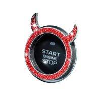 ↂ☌ Car Start Button Cover Bling Car Crystal Rhinestone Ring Little Devil Rhinestone Car Button Cover Accessories Personality Car