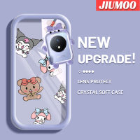 เคส JIUMOO สำหรับ VIVO Y02เคส Y11 2023 Y02A การ์ตูนหมีน้อยน่ารักและกระต่ายน้อยนุ่มน่ารักกรอบเคสใส่ Tpu กล้องเคสกันกระแทก