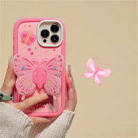 EGuanJia เคสโทรศัพท์3D แบบแฟชั่นเนื้อนิ่มผีเสื้อซิลิโคนสีชมพูสำหรับ iPhone 14 Pro Max 13 Pro Max 12 Pro Max 11เคสโทรศัพท์กันกระแทก