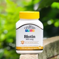 Biotin 800 mcg 21st Century USA hỗ trợ mọc Tóc, râu, da, móng... 110 Viên thumbnail