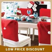 DAOQIWANGLUO 2/4/6pcs Washable Restaurant Xmas Year Christmas Hat Elastic Santa Claus Hat Christmas Chair Cover Slipcover Chair Back Covers