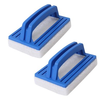 2 Pack Hand-Held Pool Scrub Brush Scrubbing Scouring Sponge Pad for Cleaning Scrubber, Kitchen,Bathroom Tub, Shower Tile