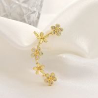 [COD] European and ins micro-inlaid zircon flower ear clip fashion light luxury fresh hanging without hole simple bone