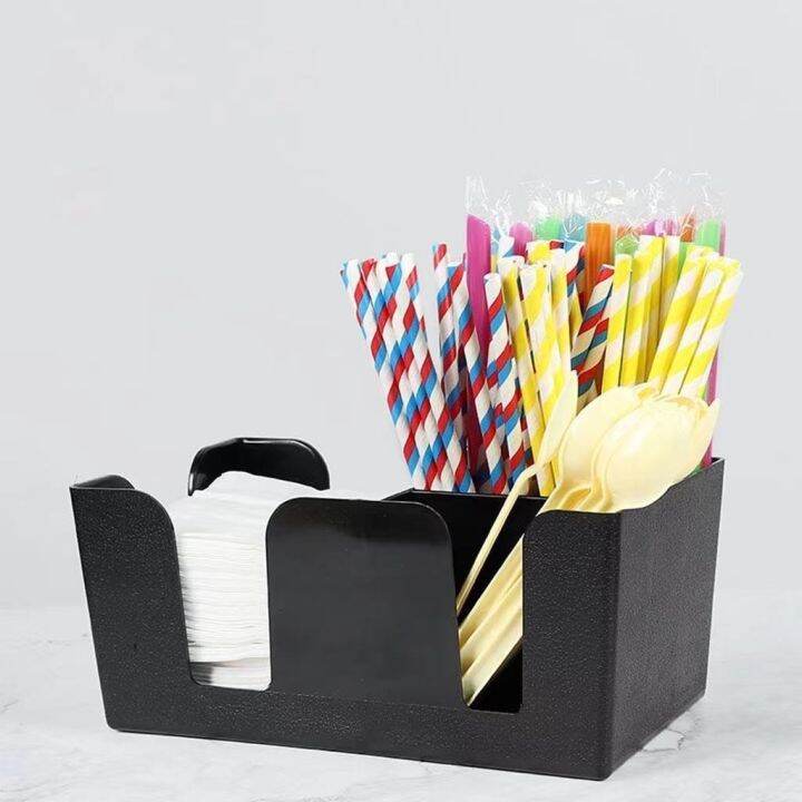 【READY STOCK】 ♜Bar Caddy, Black, Plastic Bar paper straw suction box