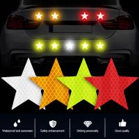 6Pcs Car Reflective Sticker Self Adhesive Safety Warning Conspicuity for Truck Motorcycle Trailer Star Shape Reflective Decal Safety Cones Tape