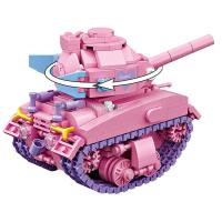 1118 455Pcs สาวทหาร Pink Sherman Tank Ww2 World War Ii สาว Mini Diamond Army อาวุธอาคารบล็อกของเล่น Brick