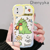 เคส Chenyyka สำหรับ iPhone X Xs Xr Xs Max เคสการ์ตูนไดโนเสาร์สีเขียวน่ารักขอบเนื้อครีมคลื่นเคสโทรศัพท์โปร่งใสในสต็อกเหมาะสำหรับเด็กผู้ชายและเด็กผู้หญิงเคสกันกระแทกเคสซิลิโคนอ่อนชัดเจน