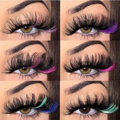 Asiteo Rainbow Eye Lashes Cruelty Free Dramatic Makeup Beauty Purple/pink/blue Cilias Ombre Two Toned Colored Eyelashes Cosplay Cables Converters