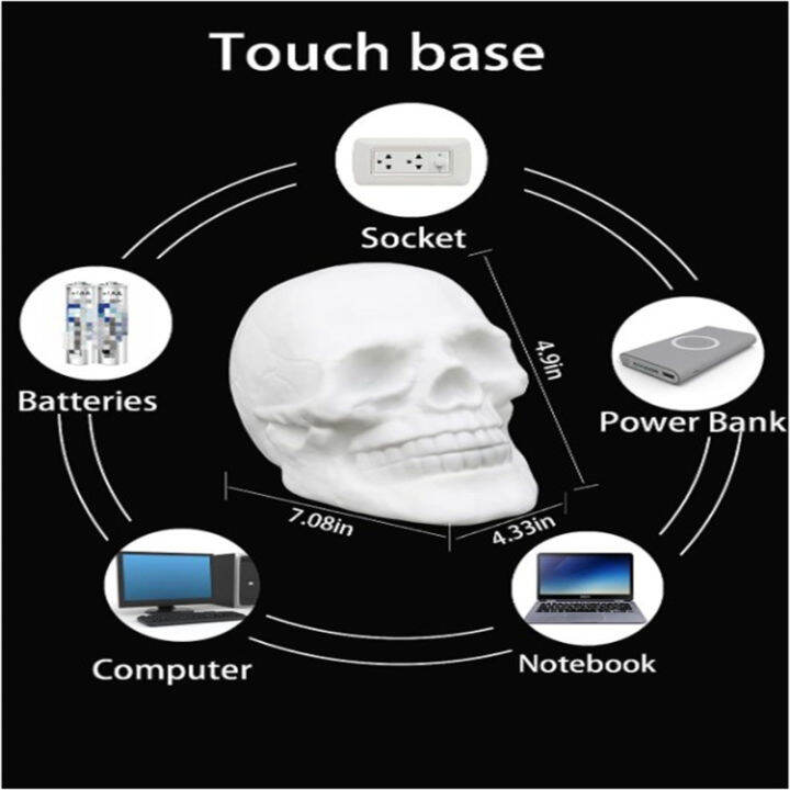 2023newled-กะโหลกไฟพร้อมรีโมทคอนโทล-usb-ชาร์จได้ด้วยโคมไฟลายฮาโลวีนควบคุมแบบสัมผัสสำหรับตกแต่งสยองขวัญปาร์ตี้ฮัลโลวีน