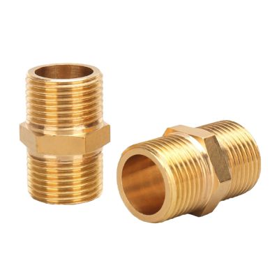 Brass Pipe Hexagon Joint Quick Connector Adapter 1/8 1/4 3/8 1/2 3/4 1 BSP External Thread Water Oil Gas Pure Copper Joint