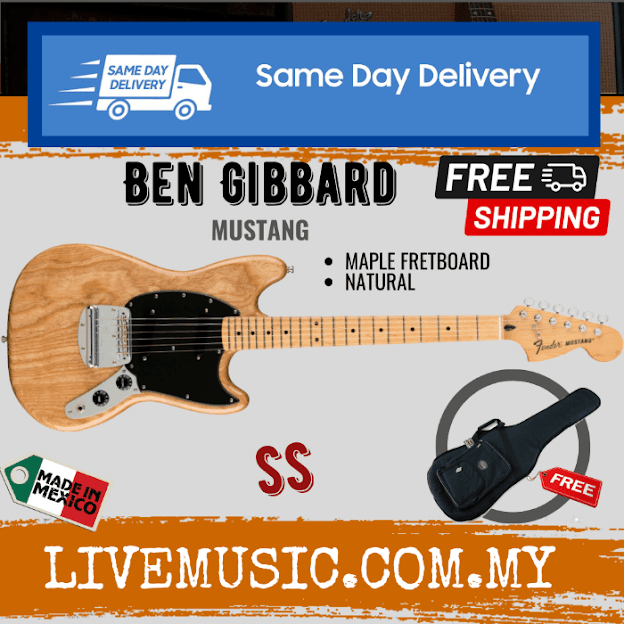 Fender Ben Gibbard Mustang Electric Guitar, Maple Fretboard Natural Lazada