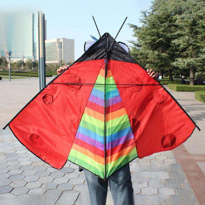 cw-colorful-delta-kite-fly-kite-flying-toys-single-line-easy-to-fly-huge-wingspan-triangle-ladybug-kite-for-garden-family-trips