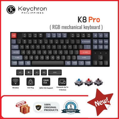 【ของแท้ใหม่💯】Keychron K8 Pro RGB RGB Hot keyboard 87key คีย์บอร์ดไร้สาย บลูทูธ 5.1 RGB（ประกันศูนย์3ปี）