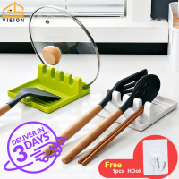 【Lucky】KItchen Ladle Spoon Rest Holder Utensil Organizer Spatula Holder Racks Kitchen Storage Shelf Home Organizer Drain Rack Heat Resistant Storage Shelves (ฟรีตะขอ1ชิ้น)