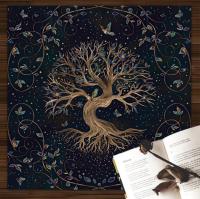 Morris8 2023 Home Decor Tree of Life Tarot Tablecloth Altar Cloth Pagan Clock Pendulum Witchcraft Astrology Oracle Card Mat Gift