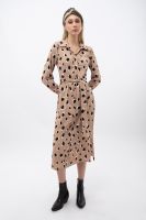 f.fashion เดรสเชิ้ตลายจุดแต่งผ่าข้าง ผู้หญิง | Sideslit Polka Dot Shirt Dress | 6077