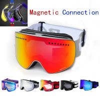 Ski Goggles with Magnetic Double Layer Polarized Lens Skiing Anti-fog UV400 Snowboard Goggles Men Women Ski Glasses Eyewear