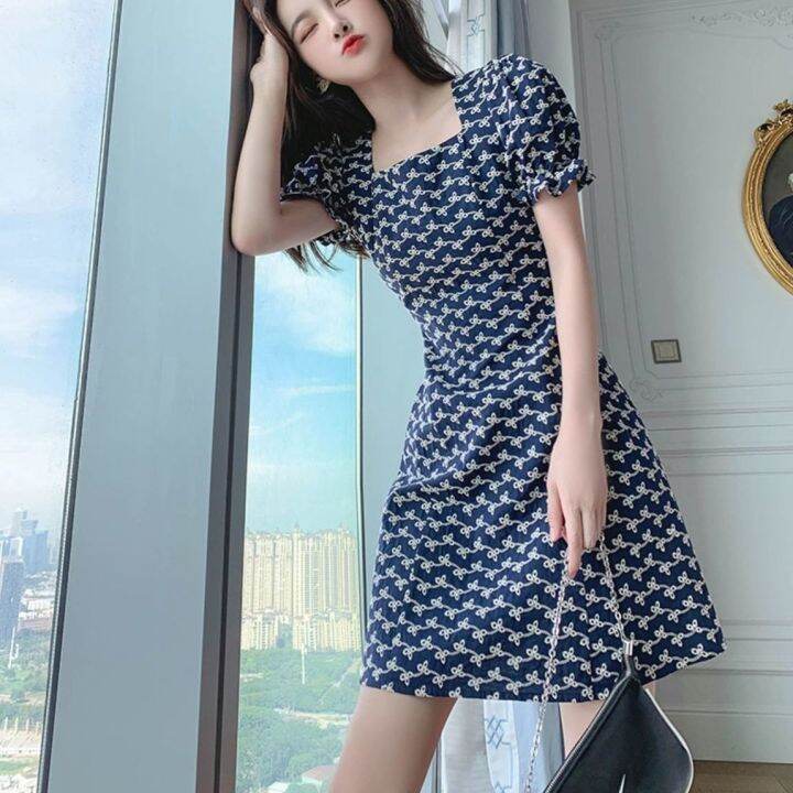 mugi-พร้อมส่ง-เดรสคอเหลี่ยม-สไตล์ฝรั่งเศส-ชุดหรูดูแพงออกแนวผู้หญิงแกร่งมีสไตล์-ใส่ได้ทุกโอกาส