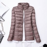 ▬ sdeifhruhvfu mulher fina para baixo jaqueta de pato branco ultraleve gola pé jaquetas outono e inverno casacos quentes portátil outwear