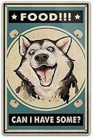 Retro Vintage Tin Sign โปสเตอร์-ของขวัญสำหรับ Siberian Husky Lovers-อาหาร Can I Have Some Coffee Shop Wall Art เนื้อเรื่องน่ารักสุนัข-ตกแต่งบ้าน