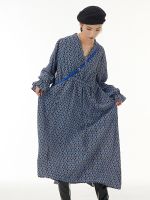 XITAO Dress Fashion Casual Print Dress Loose Irregular Folds New Long Sleeve Dress