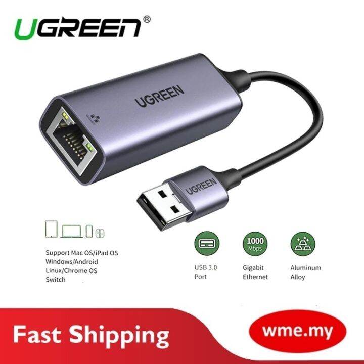 Ugreen Network Adapter Usb 3 0 To Ethernet Rj45 Lan Gigabit Adapter For 10 100 1000 Mbps Lazada