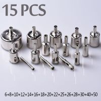 15PCS/SET Diamond Hole Saw Drill Bit Tool 6-50mm Ceramic Porcelain Glass Marble 6/8/10/12/14/16/18/20/22/25/26/28/30/40/50mm Drills  Drivers